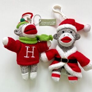 Midwest Sock Monkey w/ Santa Hat 2011, Sock Monkey in Santa Outfit  Ornaments 6"